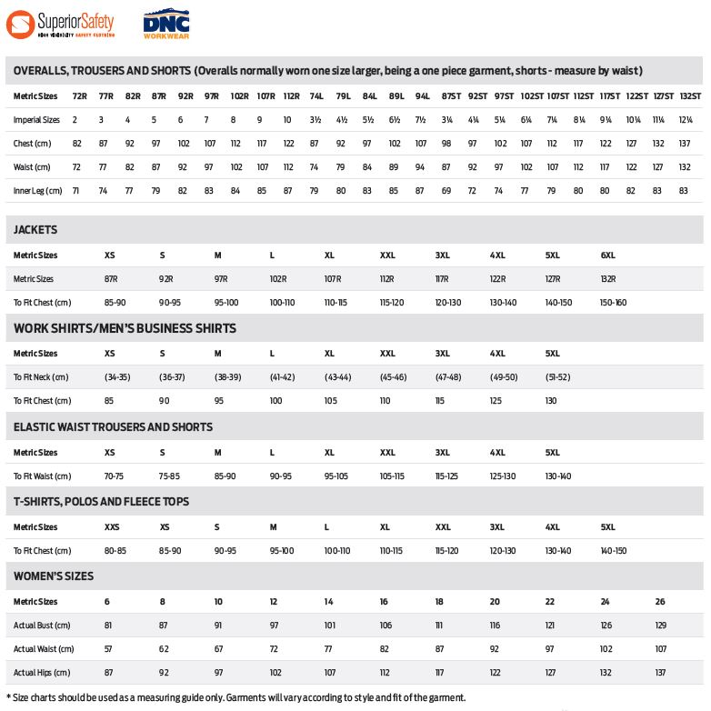 Clothing Size Chart | Jaybro