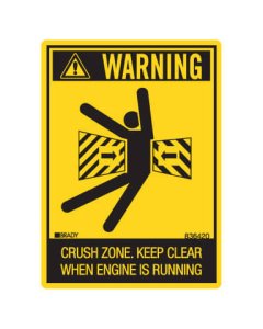 Machinery Safety Sticker - WARNING CRUSH ZONE 100x120mm