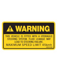 Machinery Safety Sticker - WARNING HYDRAULIC 50x90mm 