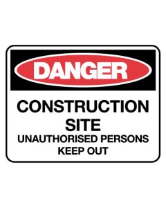 Danger Sign - Construction Site 600 x 450mm Poly