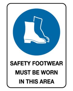 Mandatory Sign - Safety Footwear Must Be Worn 450 x 300 mm Poly