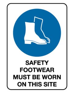 Mandatory Sign - Safety Footwear Must Be Worn On This Site 600 x 450 mm Poly